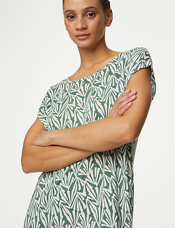 Jersey Printed Midi Relaxed Shift Dress