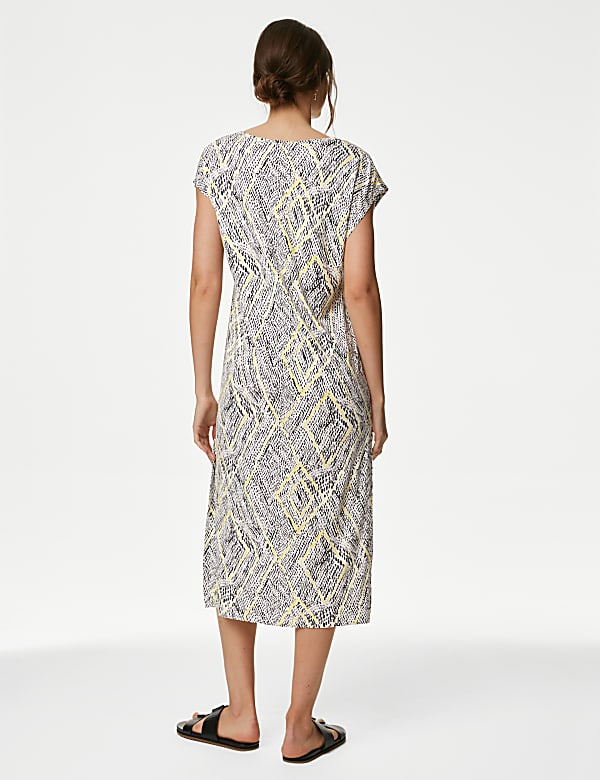 Jersey Printed Midi Relaxed Shift Dress
