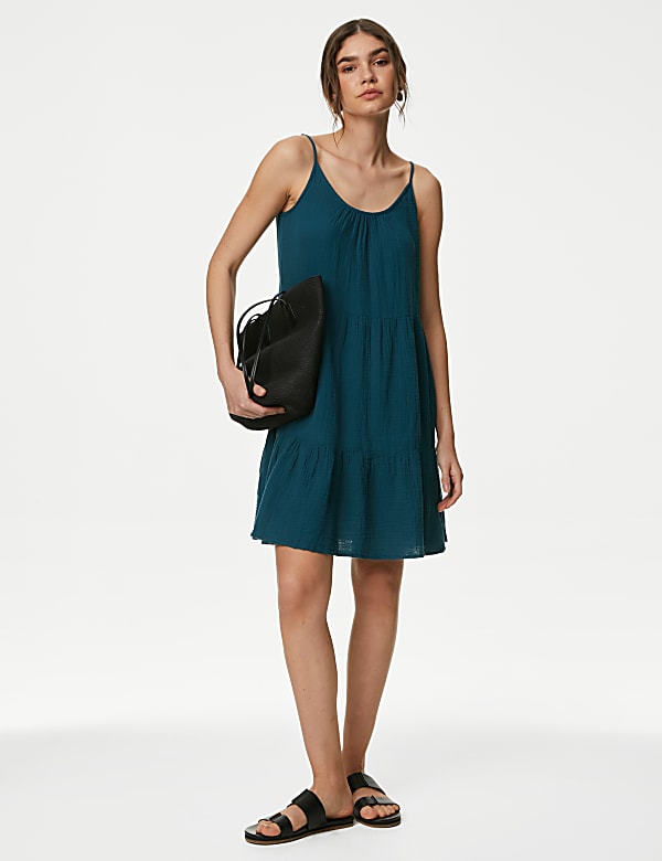 Pure Cotton Tiered Mini Beach Dress
