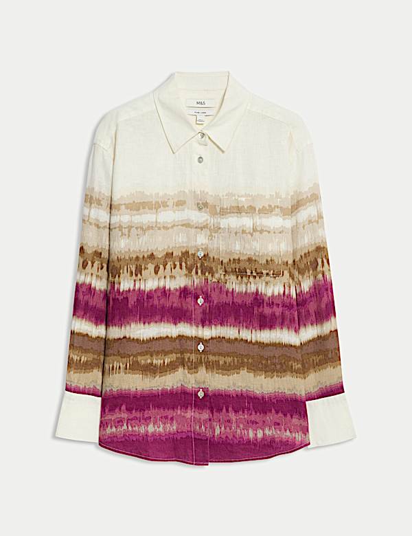 Pure Linen Striped Oversized Shirt