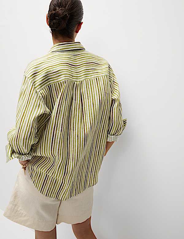 Pure Linen Striped Oversized Shirt