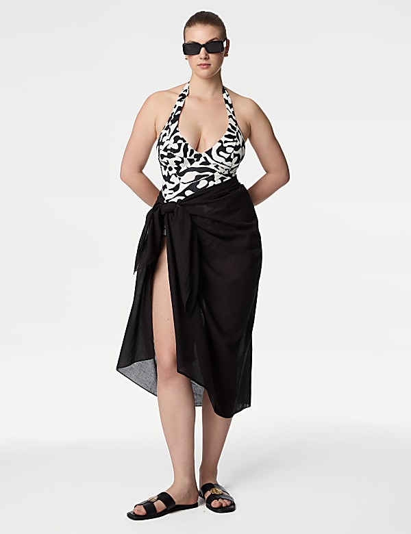 Tummy Control Printed Wired Plunge Swimsuit D-GG - SI