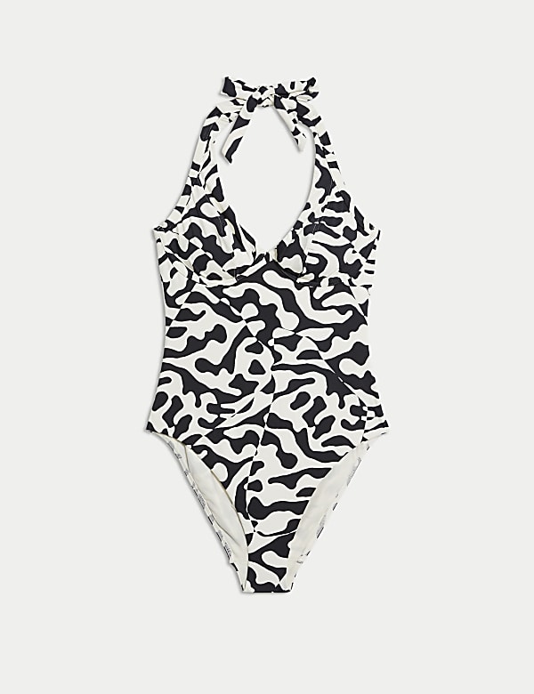 Tummy Control Printed Wired Plunge Swimsuit D-GG - SI