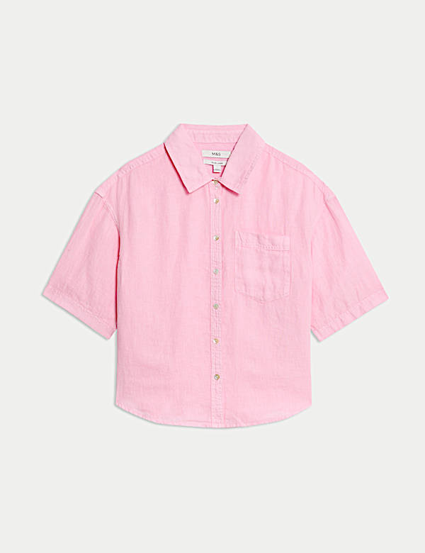 Pure Linen Collared Relaxed Shirt - GR