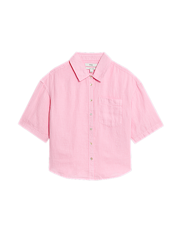 Pure Linen Collared Relaxed Shirt