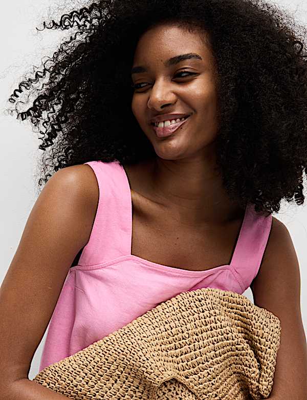 Linen Rich Square Neck Vest Top - JO