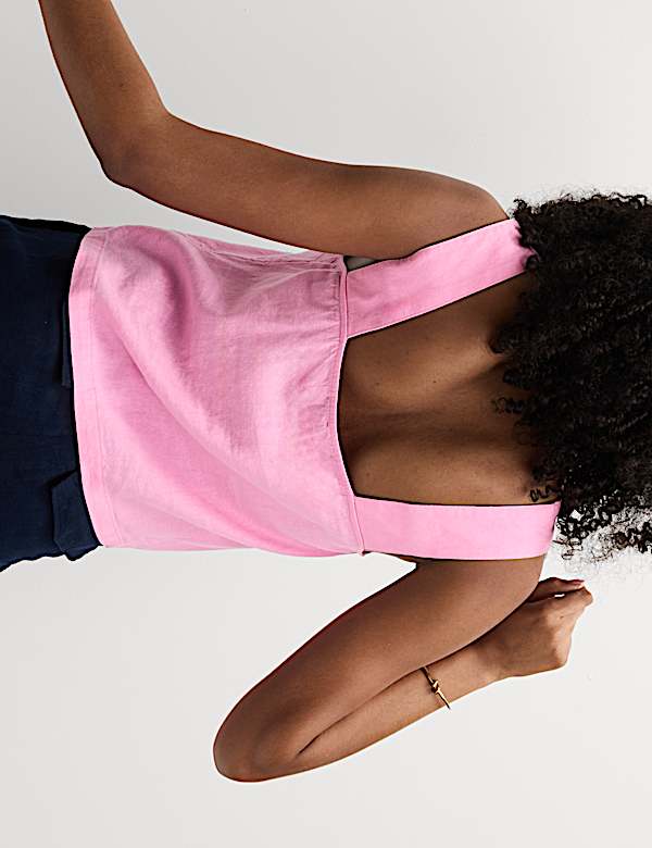 Linen Rich Square Neck Vest Top