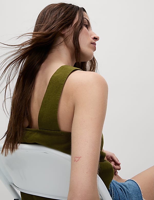 Linen Rich Square Neck Vest Top