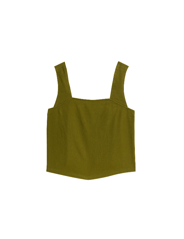 Linen Rich Square Neck Vest Top