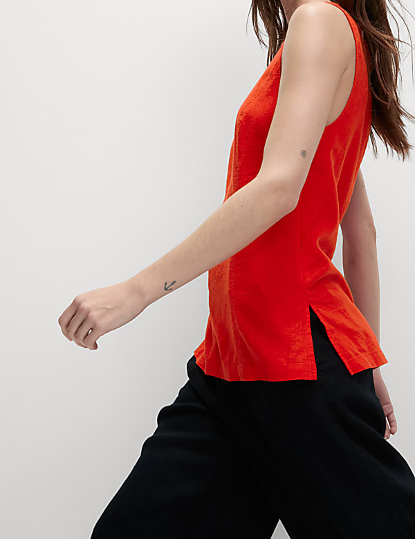 Linen Rich Longline Sleeveless Top
