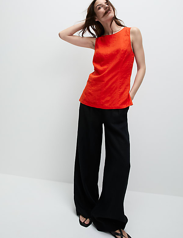 Linen Rich Longline Sleeveless Top