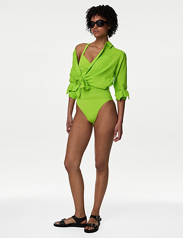 360 Tummy Control Ruched Plunge Swimsuit - ES