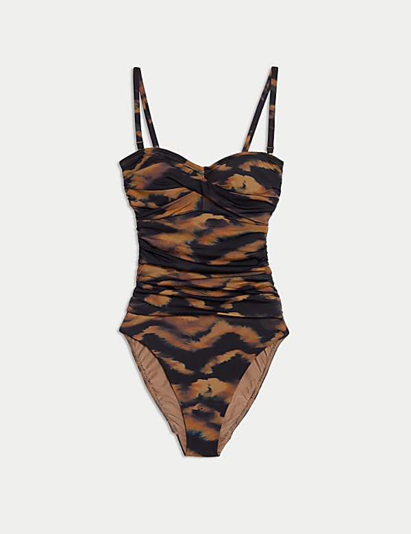 360 Tummy Control Printed Bandeau Swimsuit - DE