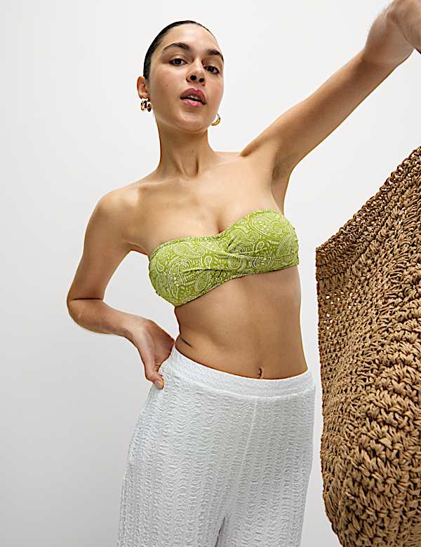 Printed Padded Bandeau Bikini Top - US