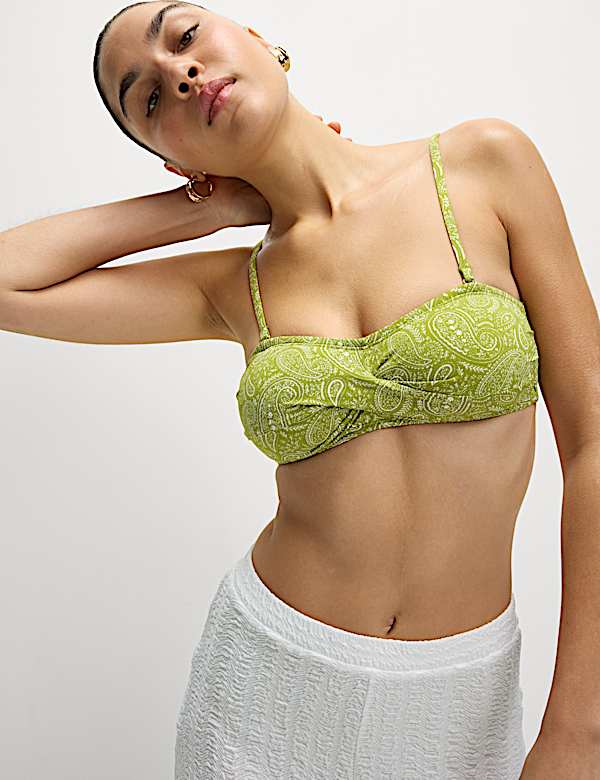 Printed Padded Bandeau Bikini Top - BN