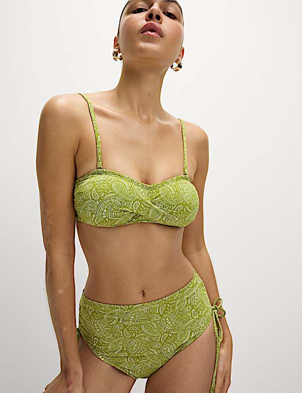 Printed Padded Bandeau Bikini Top - BN