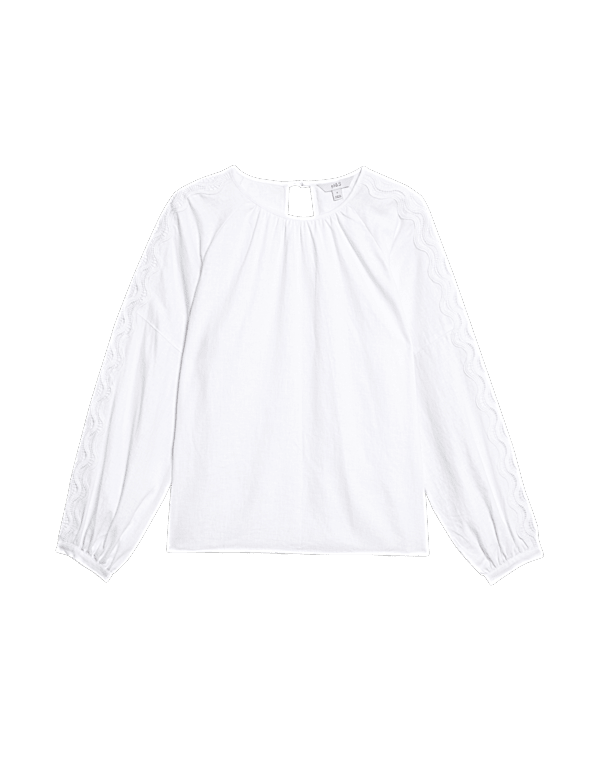 Linen Rich Broderie Blouse