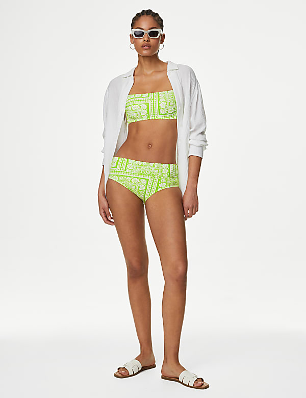 Printed Roll Top Bikini Bottoms