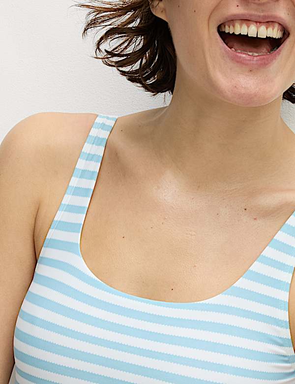 Pakaian Renang Leher U Rendah Bermotif - ID