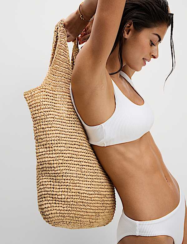 Ribbed Padded Scoop Neck Bikini Top - CZ