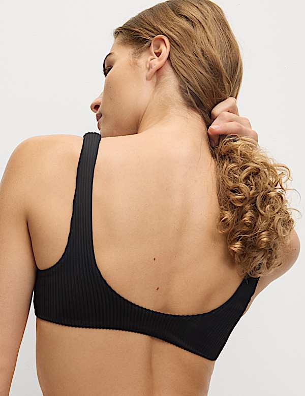 Ribbed Padded Scoop Neck Bikini Top - CZ