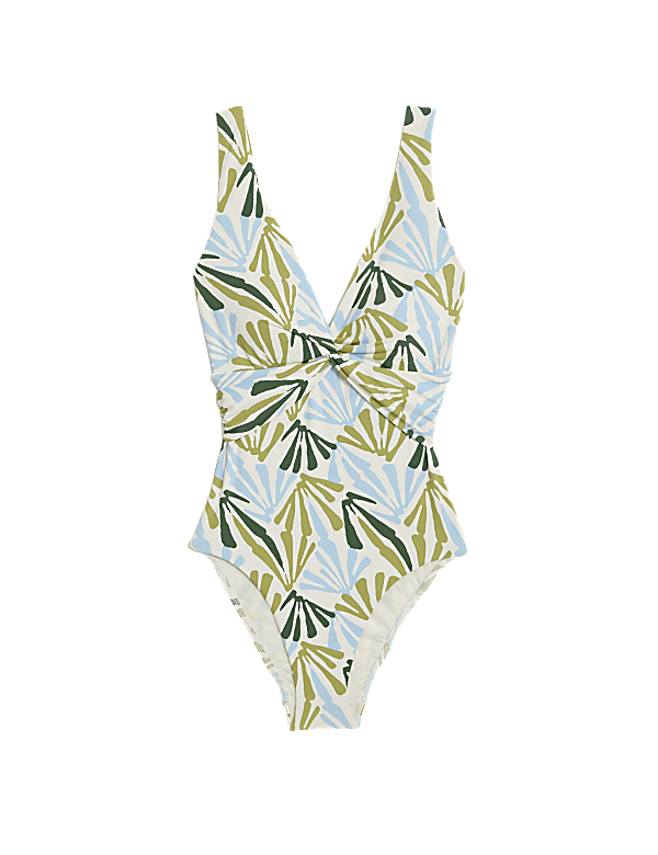 Tummy Control Printed Plunge Swimsuit