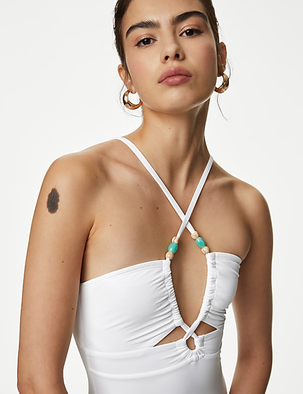 Twist Front Cut Out Bandeau Swimsuit