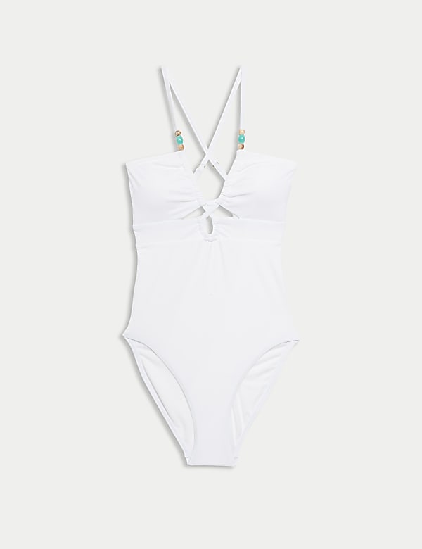 Twist Front Cut Out Bandeau Swimsuit - ID