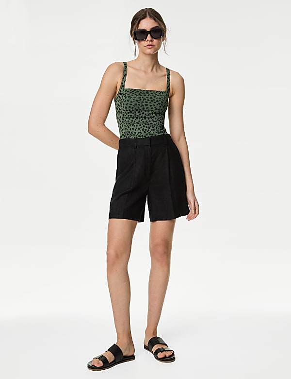 Tummy Control Printed Square Neck Swimsuit - ES