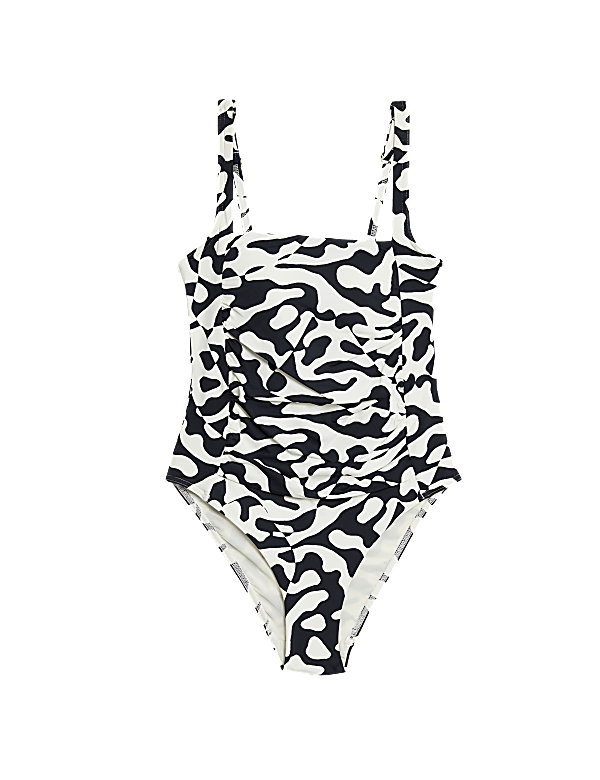 Tummy Control Printed Square Neck Swimsuit