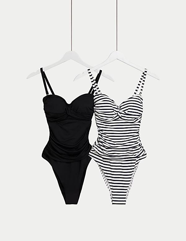 Lot de 2&nbsp;maillots de bain bandeau, effet ventre plat - CA