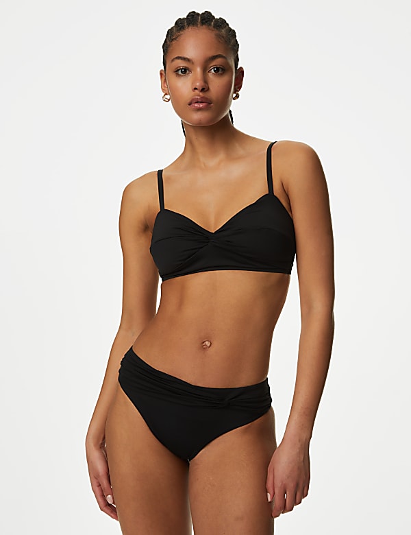 Padded Twist Front Plunge V-Neck Bikini Top