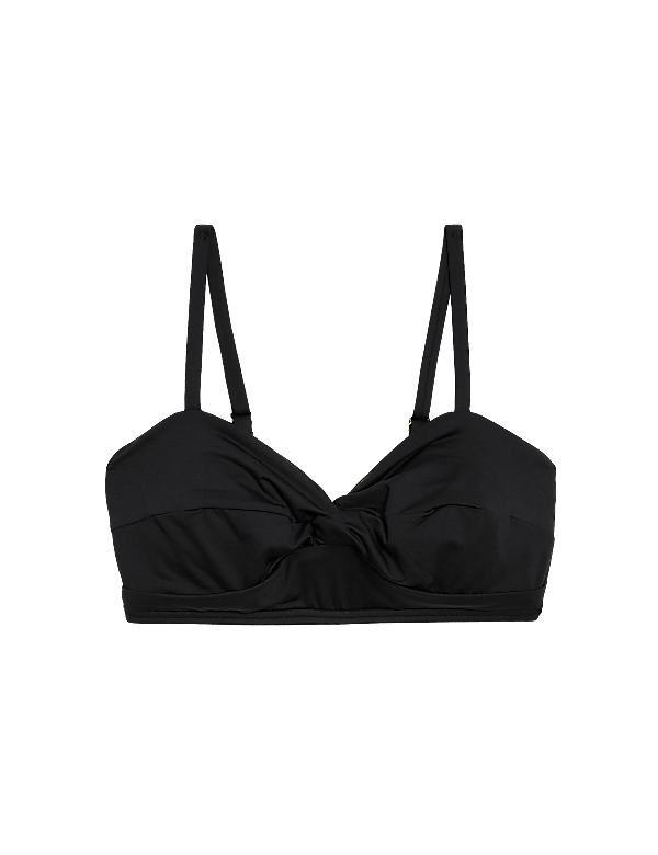 Padded Twist Front Plunge V-Neck Bikini Top