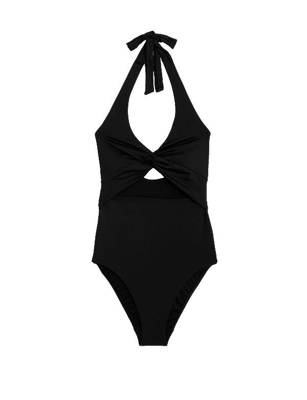 Padded Twist Front Halterneck Swimsuit