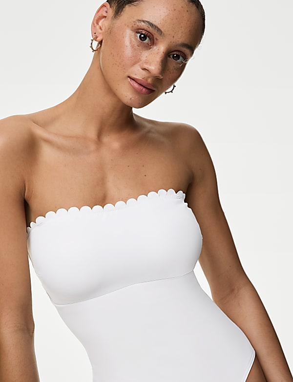 Neoprene Scallop Bandeau Swimsuit