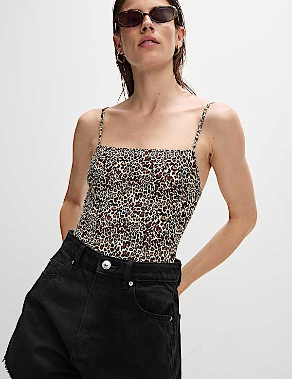 Printed Square Neck Swimsuit - TW