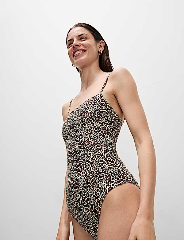 Printed Square Neck Swimsuit - TW