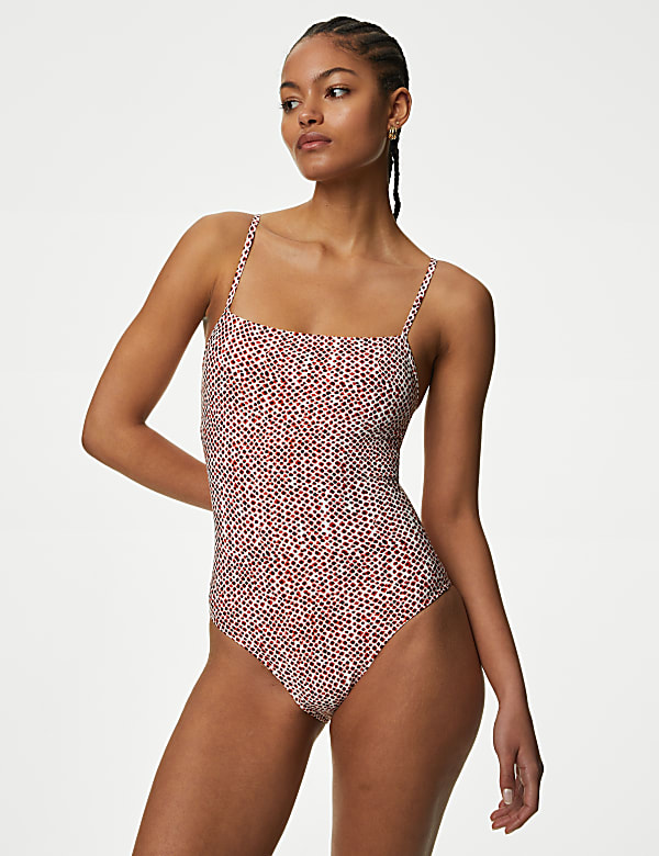 Printed Square Neck Swimsuit