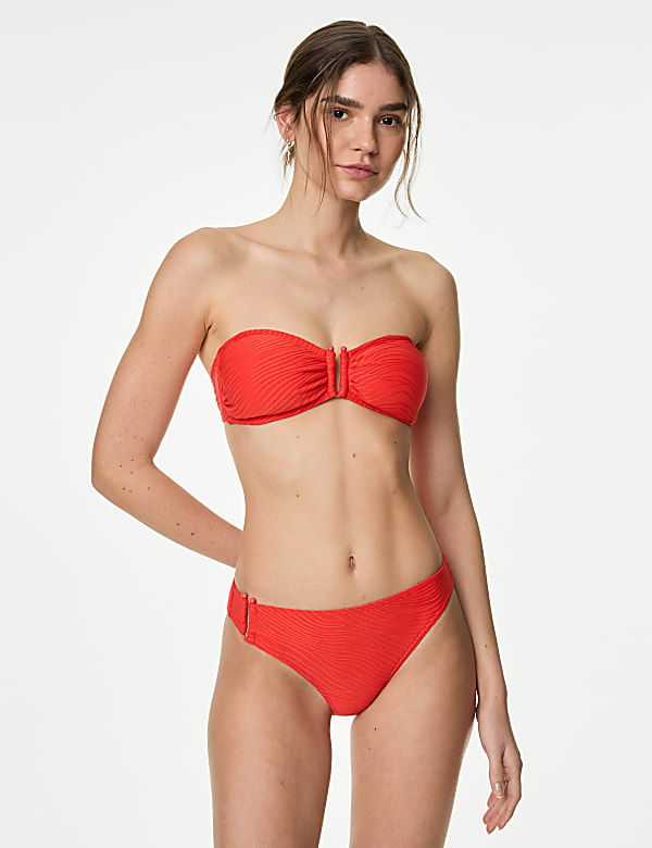 Textured High Leg Bikini Bottoms