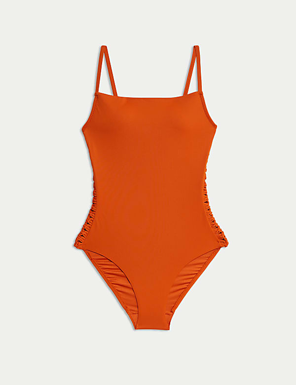 Maillot de bain ampliforme à col carré et détail macramé - BE