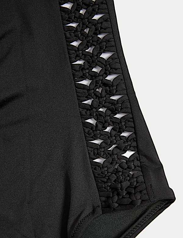 Padded Macrame Detail Square Neck Swimsuit