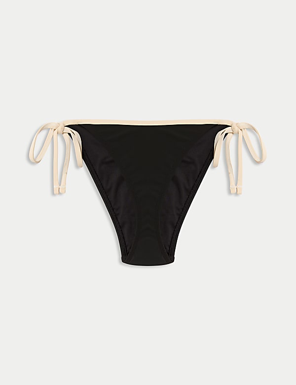 Contrast Trim Tie Side Bikini Bottoms - ES