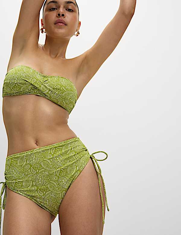 Bas de bikini taille haute à cordon avec imprimé - LU