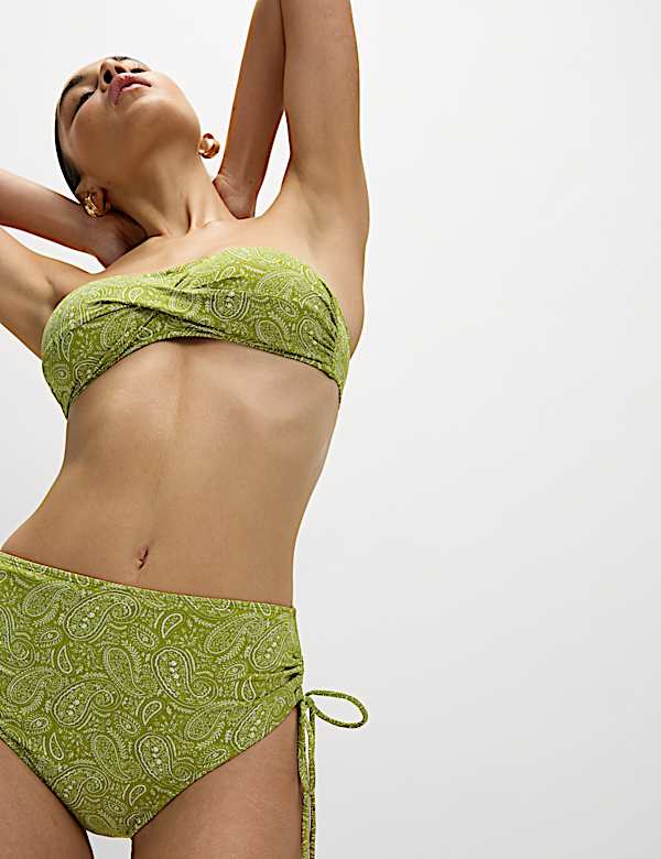 Bas de bikini taille haute à cordon avec imprimé - LU