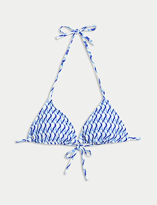 Printed Halterneck Triangle Bikini Top - LT