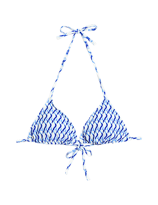 Printed Halterneck Triangle Bikini Top