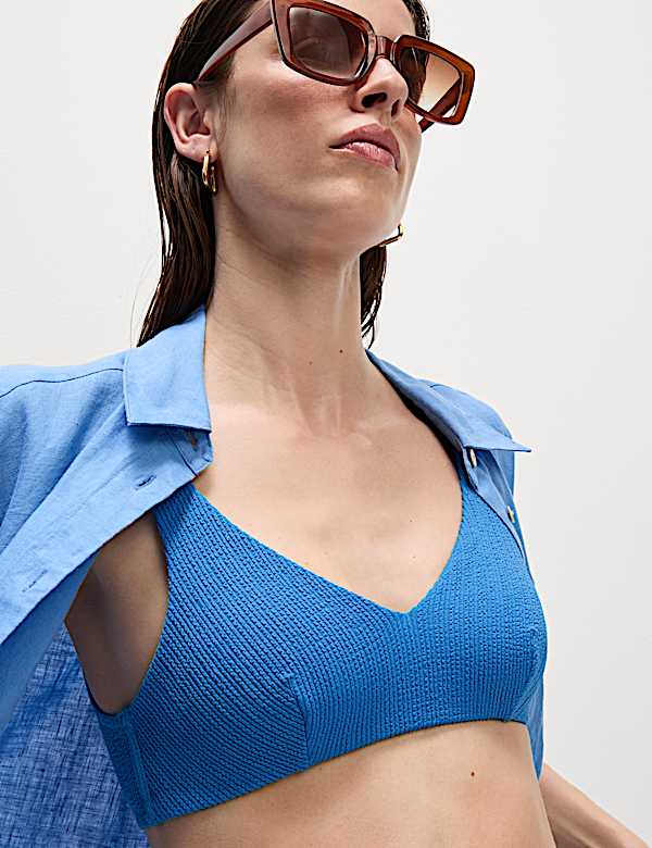 Textured Padded Plunge Bikini Top