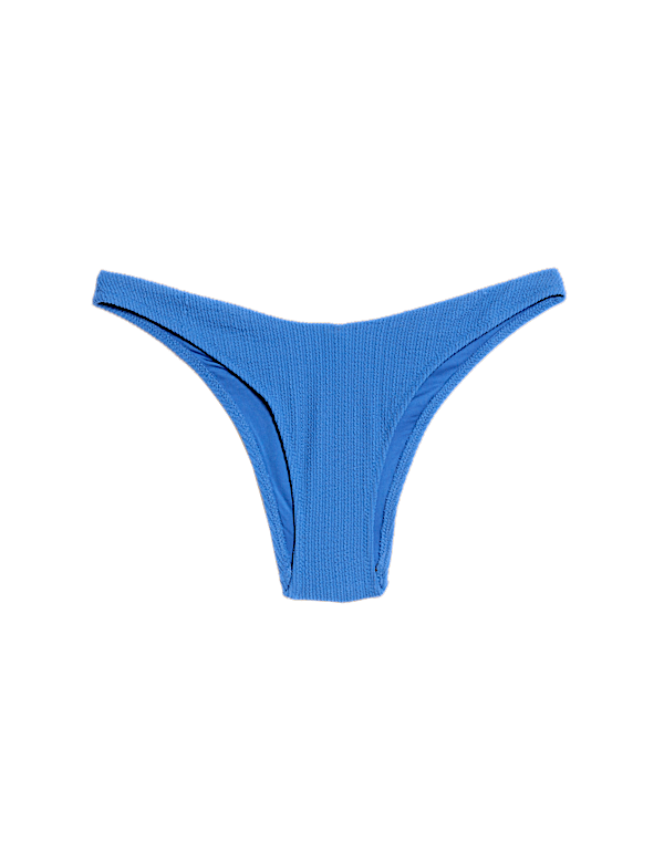 Textured High Leg Bikini Bottoms