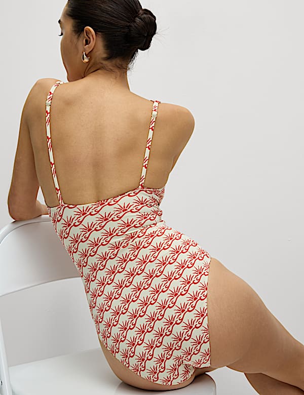 360 Tummy Control Printed Plunge Swimsuit