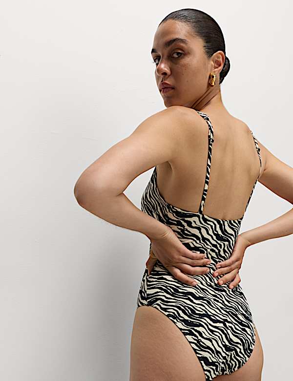 360 Tummy Control Printed Plunge Swimsuit - MX